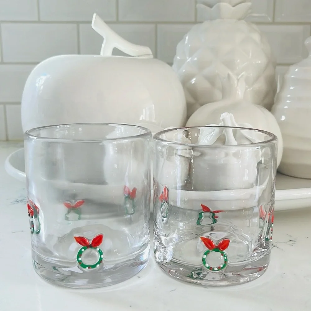 Crate&Barrel Wreath Icon Double Old-Fashioned Glasses